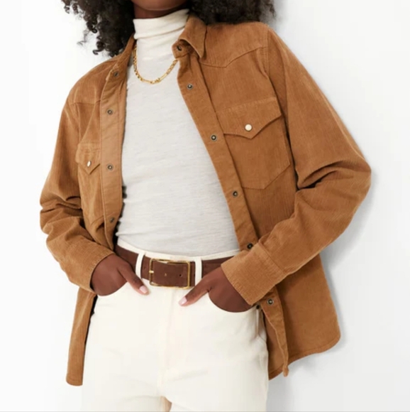 420. Faherty Stretch Cord Western Shirt | Color: Cord Brown - Picture 5 of 11